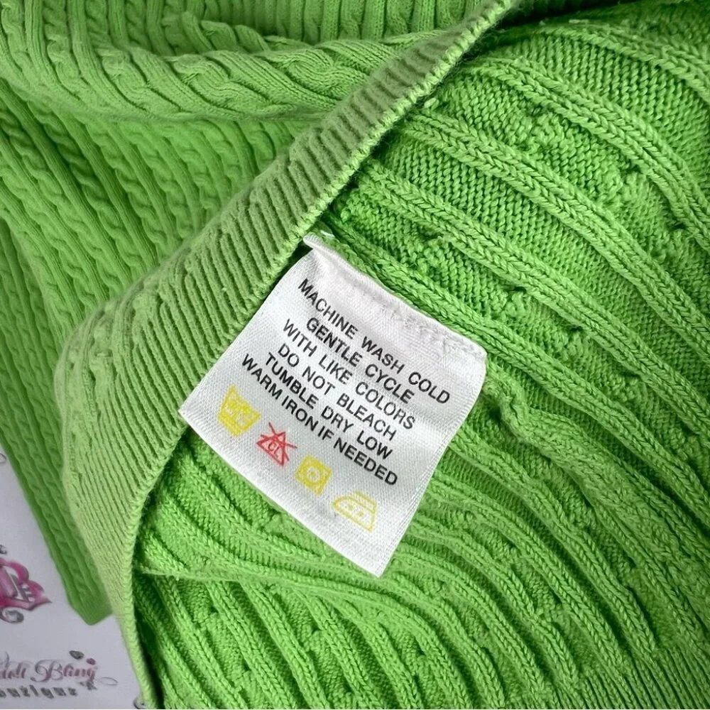 Izod sweater crewneck knit Bright Green Crew Neck Sweater